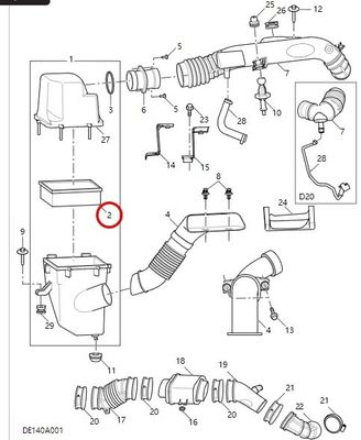 OEM NO C00016587 Πρωτότυπο καθολικό φίλτρο αέρα για ανταλλακτικά αυτοκινήτων Maxus G10/G20 2.0T